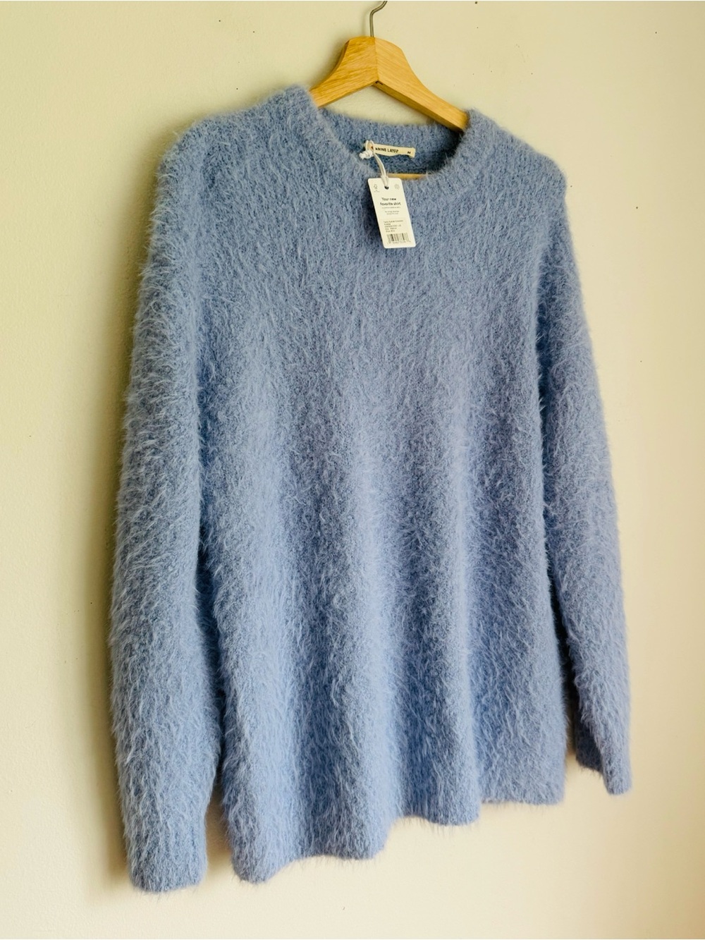 NWT Marine Layer Teddy Eyelash Crewneck Wool Blend Sweater in Hydrangea Blue - Picture 3 of 6